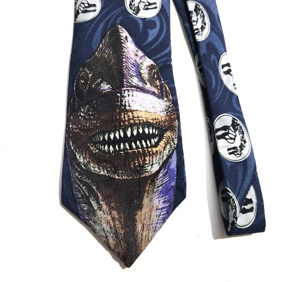 Vintage Jurassic Park Brachiosaur “Brontosaurus” Blue Neck Tie 100% Silk - Picture 2 of 7